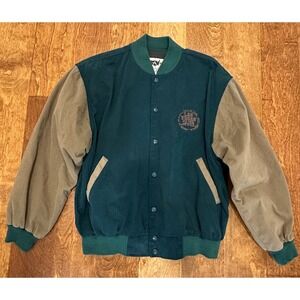 Vtg Las Vegas Club Hotel Casino Bomber Jacket Hall of Fame Green Retro USA Large